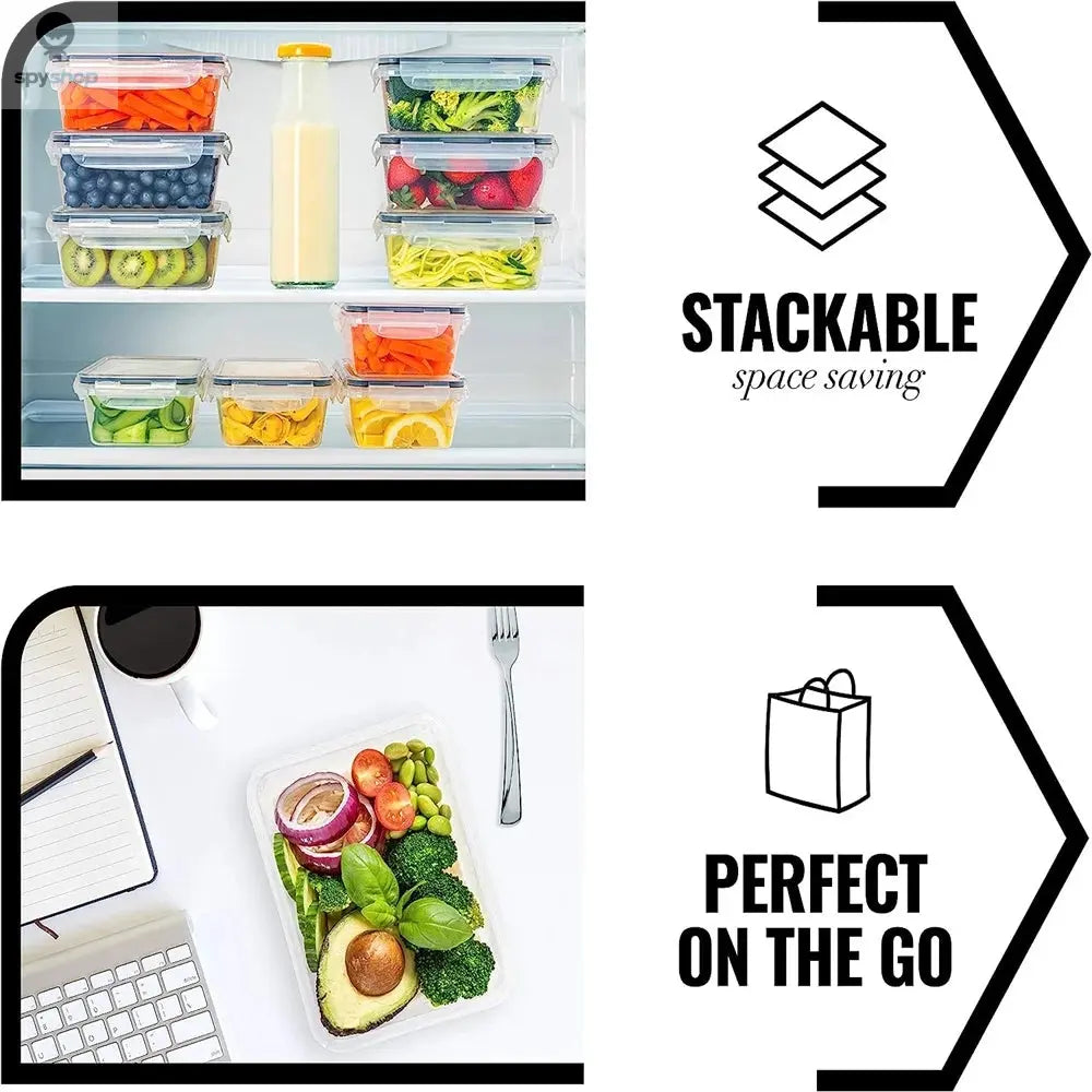 Kitchen Food Contianers Set, Microwave Dishwasher Safe BPA FREE 10pcs 840ML Containers Set With 10stickers and Marker Spy-shop.com