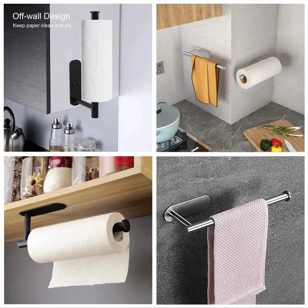 Kitchen Paper Towel Holder Adhesive Tissue Hanger Toilet Roll Paper Dispenser Cabinet Storage Napkin Rack Bathroom Accessories Spy-shop.com