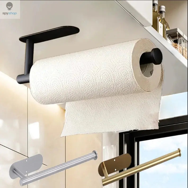 Kitchen Paper Towel Holder Adhesive Tissue Hanger Toilet Roll Paper Dispenser Cabinet Storage Napkin Rack Bathroom Accessories Spy-shop.com