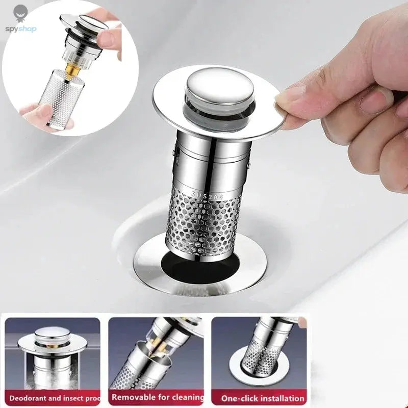 Kitchen Washbasin Sink  ABS Leak Plug Floor Drain Filter Anti Odor Pop-Up Bounce Bounce Core Basin Stopper Hair Sink Strainer Spy-shop.com