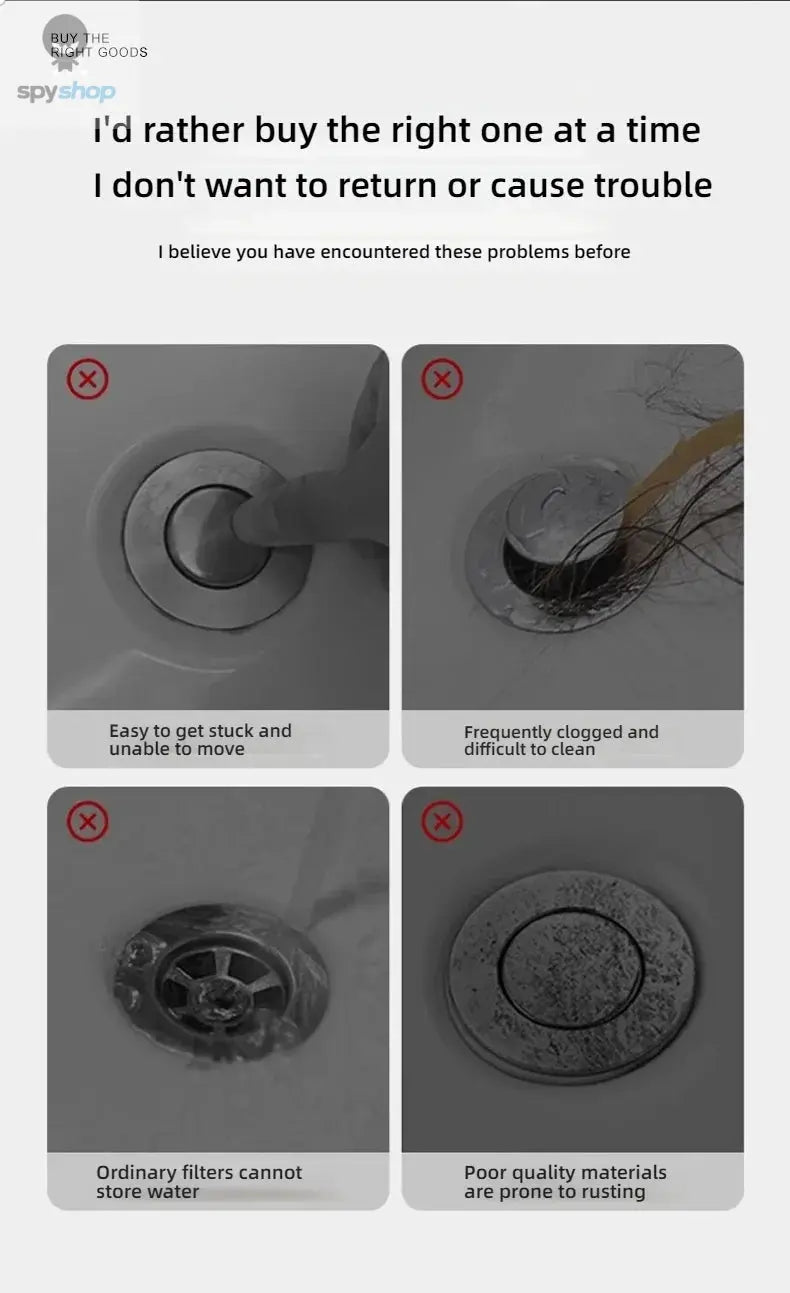 Kitchen Washbasin Sink  ABS Leak Plug Floor Drain Filter Anti Odor Pop-Up Bounce Bounce Core Basin Stopper Hair Sink Strainer Spy-shop.com