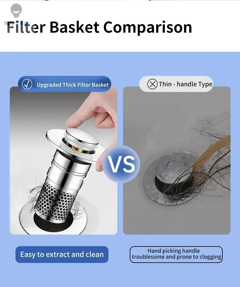 Kitchen Washbasin Sink  ABS Leak Plug Floor Drain Filter Anti Odor Pop-Up Bounce Bounce Core Basin Stopper Hair Sink Strainer Spy-shop.com