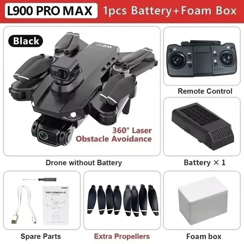 L900 Pro MAX GPS Drone 4K Professional HD Dual Camera 5G Wifi 360° Obstacle Avoidance Brushless Foldable Quadcopter RC Drone Toy 