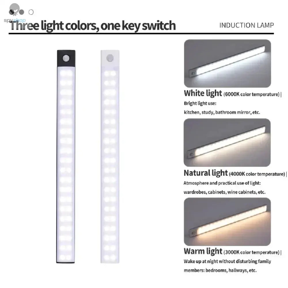 LED Cabinet Light USB Type-C Rechargeable Motion Sensor Led Lamp for Kitchen Wardrobe Cabinet Lighting 20cm/30cm/40cm/50cm/60cm Spy-shop.com