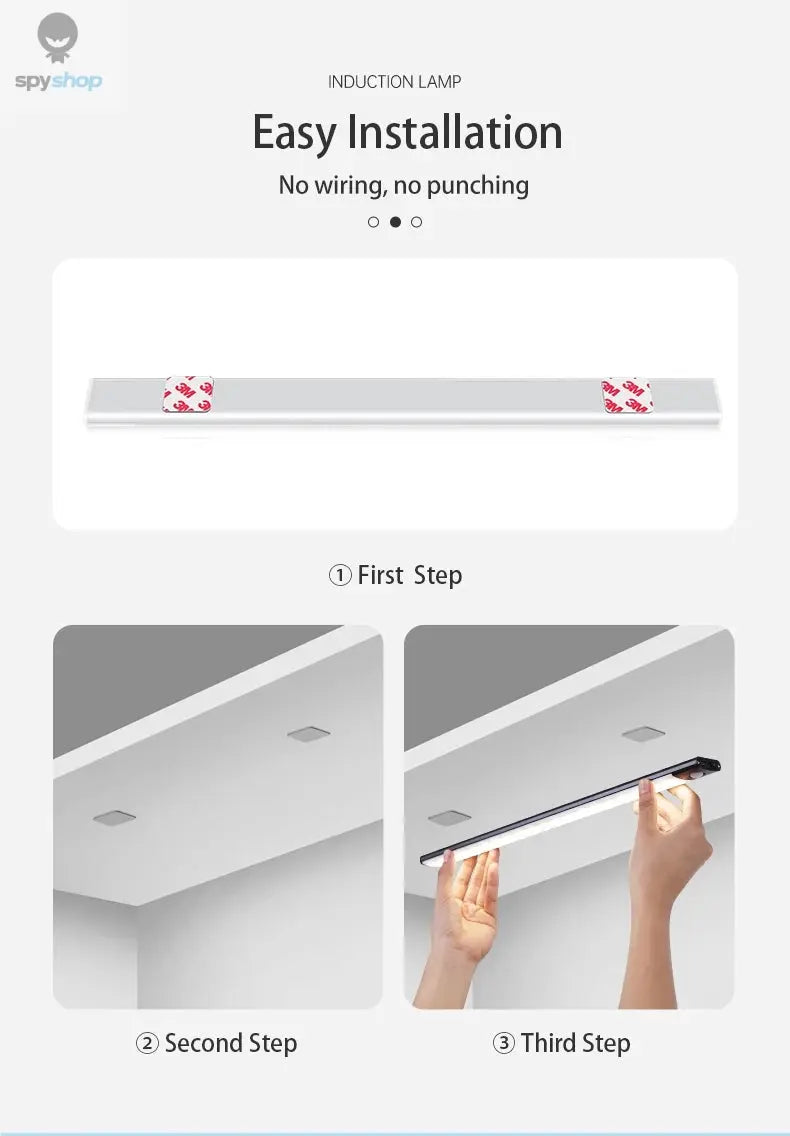 LED Cabinet Light USB Type-C Rechargeable Motion Sensor Led Lamp for Kitchen Wardrobe Cabinet Lighting 20cm/30cm/40cm/50cm/60cm Spy-shop.com