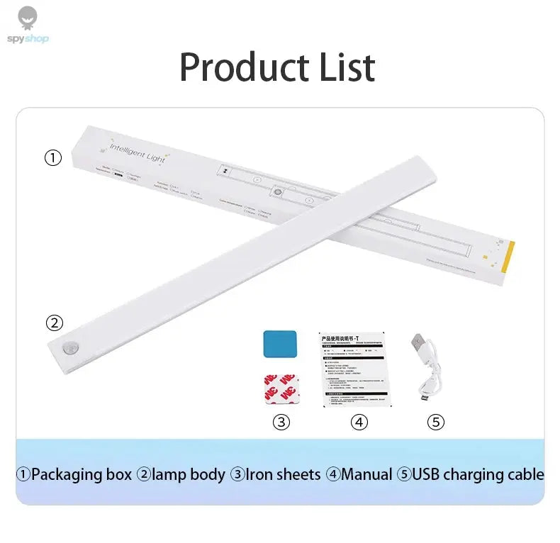 LED Cabinet Light USB Type-C Rechargeable Motion Sensor Led Lamp for Kitchen Wardrobe Cabinet Lighting 20cm/30cm/40cm/50cm/60cm Spy-shop.com