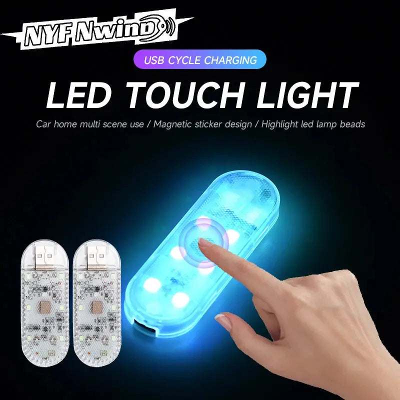 LED Car Mini Touch Light USB Charging Portable Auto Roof Ceiling Reading Night  Lamp Wireless Car Decoration Ambinet Light 
