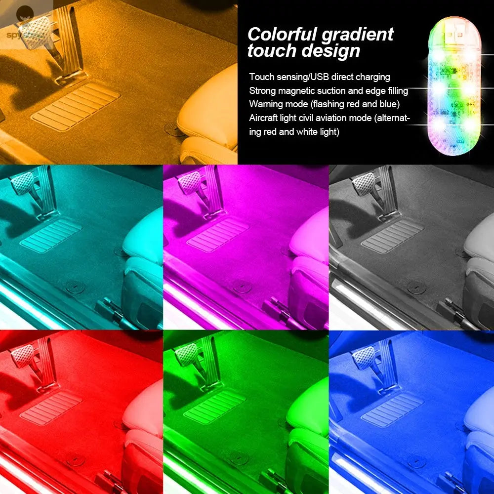 LED Car Mini Touch Light USB Charging Portable Auto Roof Ceiling Reading Night  Lamp Wireless Car Decoration Ambinet Light 