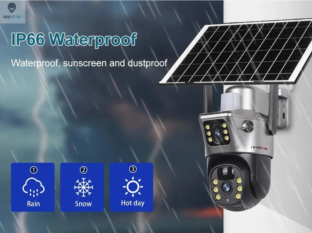 LS VISION Solar Camera 4G Sim Outdoor Dual Lens WiFi 8MP 4K IP Camara Solar Panel CCTV Security Built in Battery PIR Cam V380 Spy-shop.com