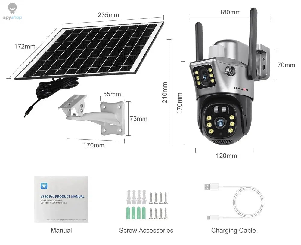 LS VISION Solar Camera 4G Sim Outdoor Dual Lens WiFi 8MP 4K IP Camara Solar Panel CCTV Security Built in Battery PIR Cam V380 Spy-shop.com
