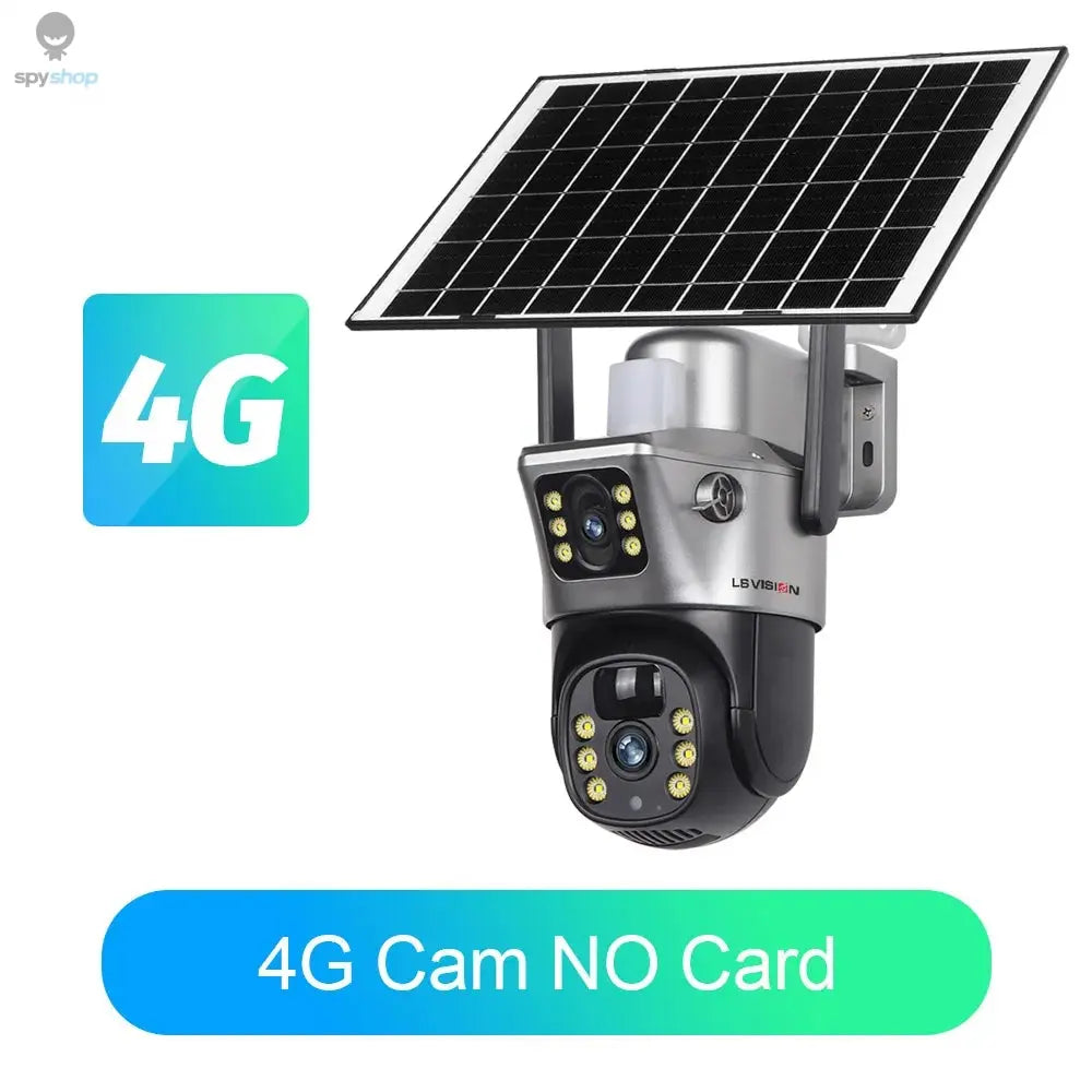 LS VISION Solar Camera 4G Sim Outdoor Dual Lens WiFi 8MP 4K IP Camara Solar Panel CCTV Security Built in Battery PIR Cam V380 Spy-shop.com