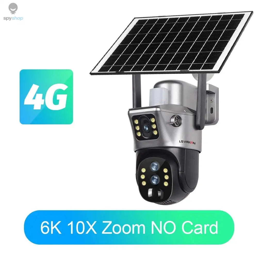 LS VISION Solar Camera 4G Sim Outdoor Dual Lens WiFi 8MP 4K IP Camara Solar Panel CCTV Security Built in Battery PIR Cam V380 Spy-shop.com