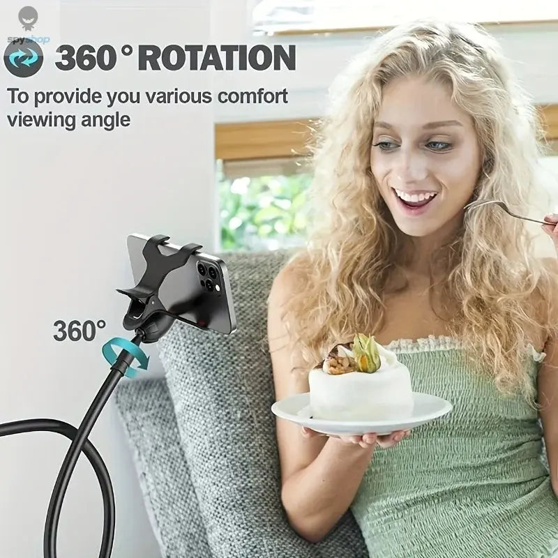 Lazy Bedside DesktopMobile Phone Clamp Bracket Flexible Long Arm Gooseneck Lazy Person Bracket With Handle Overhead Live Bracket Spy-shop.com