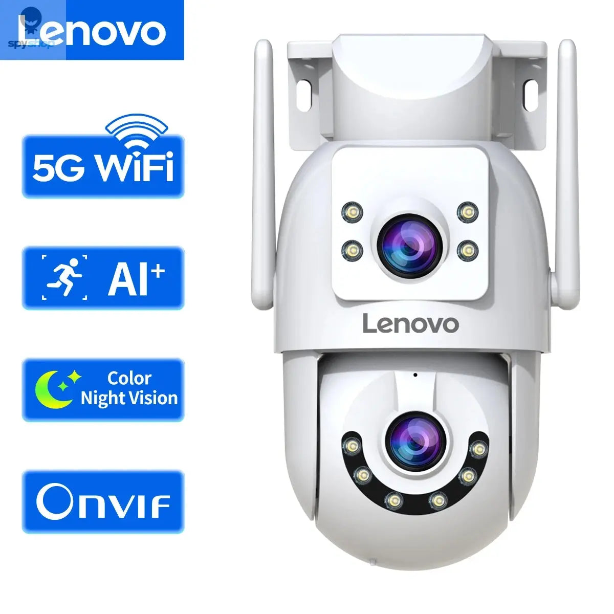 Lenovo 4K WiFi Surveillance Camera 5G Wifi Outdoor Dual Lens PTZ IP Cameras Auto Tracking Audio Video ONVIF Security CCTV Camera Spy-shop.com
