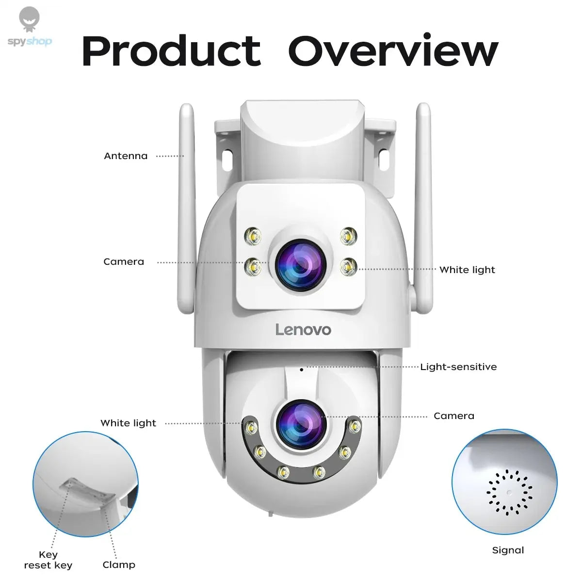 Lenovo 4K WiFi Surveillance Camera 5G Wifi Outdoor Dual Lens PTZ IP Cameras Auto Tracking Audio Video ONVIF Security CCTV Camera Spy-shop.com