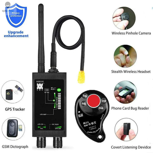 M8000 Radio Anti-Spy Detector  GSM RF Signal Auto Tracker Detectors GPS Tracker Finder Bug with Long Magnetic LED Antenna Spy-shop.com