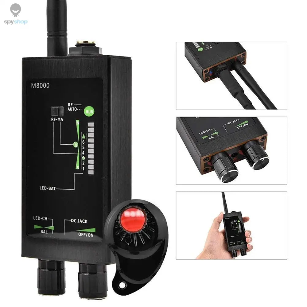 M8000 Radio Anti-Spy Detector  GSM RF Signal Auto Tracker Detectors GPS Tracker Finder Bug with Long Magnetic LED Antenna Spy-shop.com