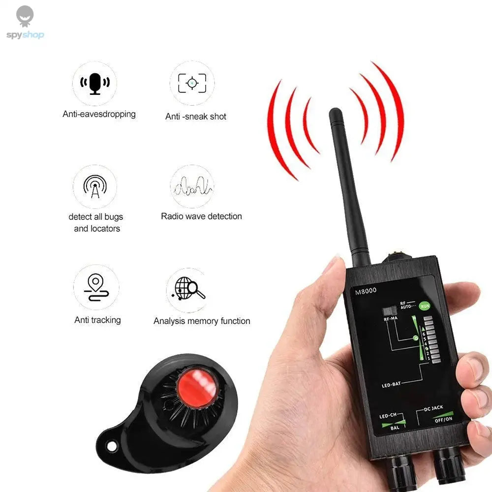 M8000 Radio Anti-Spy Detector  GSM RF Signal Auto Tracker Detectors GPS Tracker Finder Bug with Long Magnetic LED Antenna Spy-shop.com