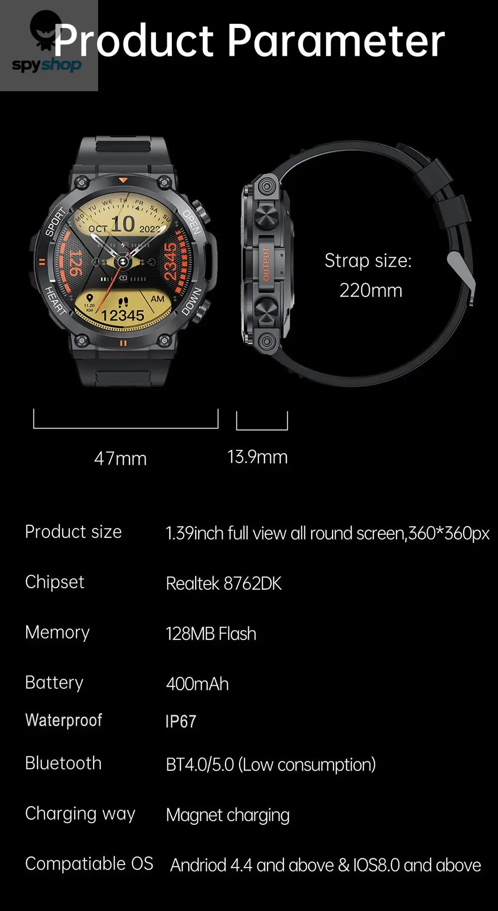 MEVADEN 1.39 Inch HD Bluetooth Call Smart Watch Men Sports Fitness Tracker Heart Monitor 400mAh Smartwatch For Android IOS MD56 Spy-shop.com