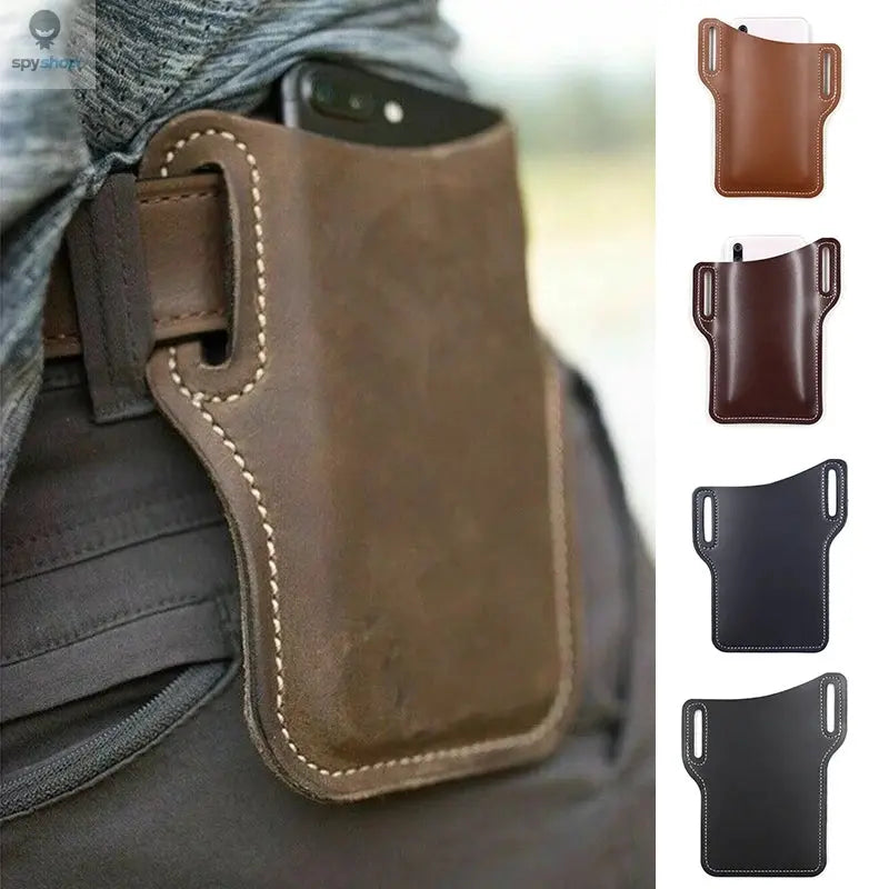 Men Phone Case Holster Cellphone Loop Holster Belt Waist Bag Props Leather Purse Phone Wallet Running Pouch Travel Camping Bags Spy-shop.com