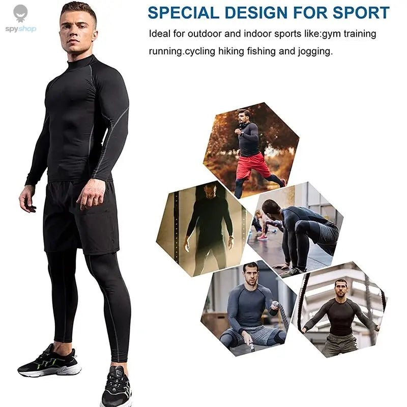 Men Sport T-shirt Quick Dry Bodybuilding Running Shirt Long Sleeve Compression Top Gym T Shirt Men Fitness Tight Rashgard 