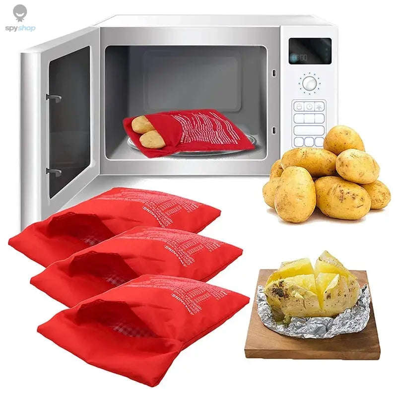 Microwave Potato Bag Reusable Express Microwave Potato Cooker Bag Baked Potato Cooker Perfect Potatoes 4 Minutes Red Baked Pouch Spy-shop.com