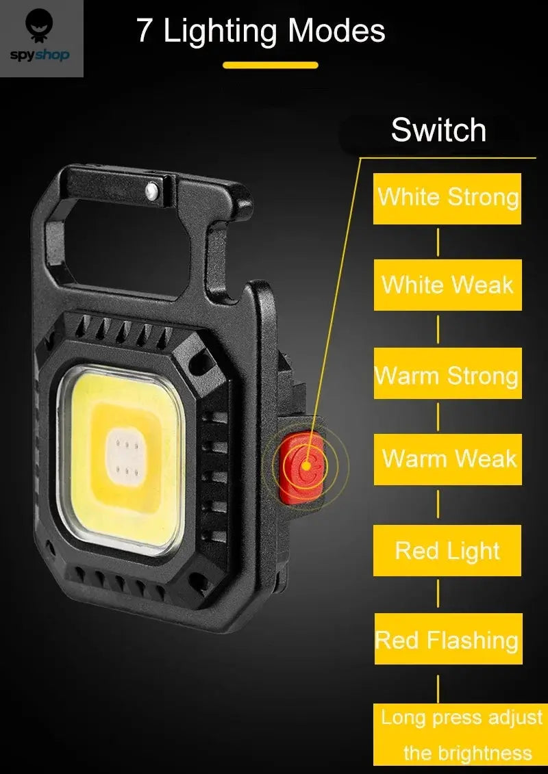 Mini LED Flashlight Magnetic COB Outdoor Camping Pocket Work Light 800 Lumens USB Rechargeable 7 Modes Spotlights Spy-shop.com