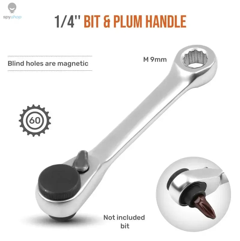 Mini treble 1/4 Ratchet Wrench Double Ended Quick Socket Ratchet Wrench Screwdriver Hex Torque Wrenches Set Spanner Spy-shop.com