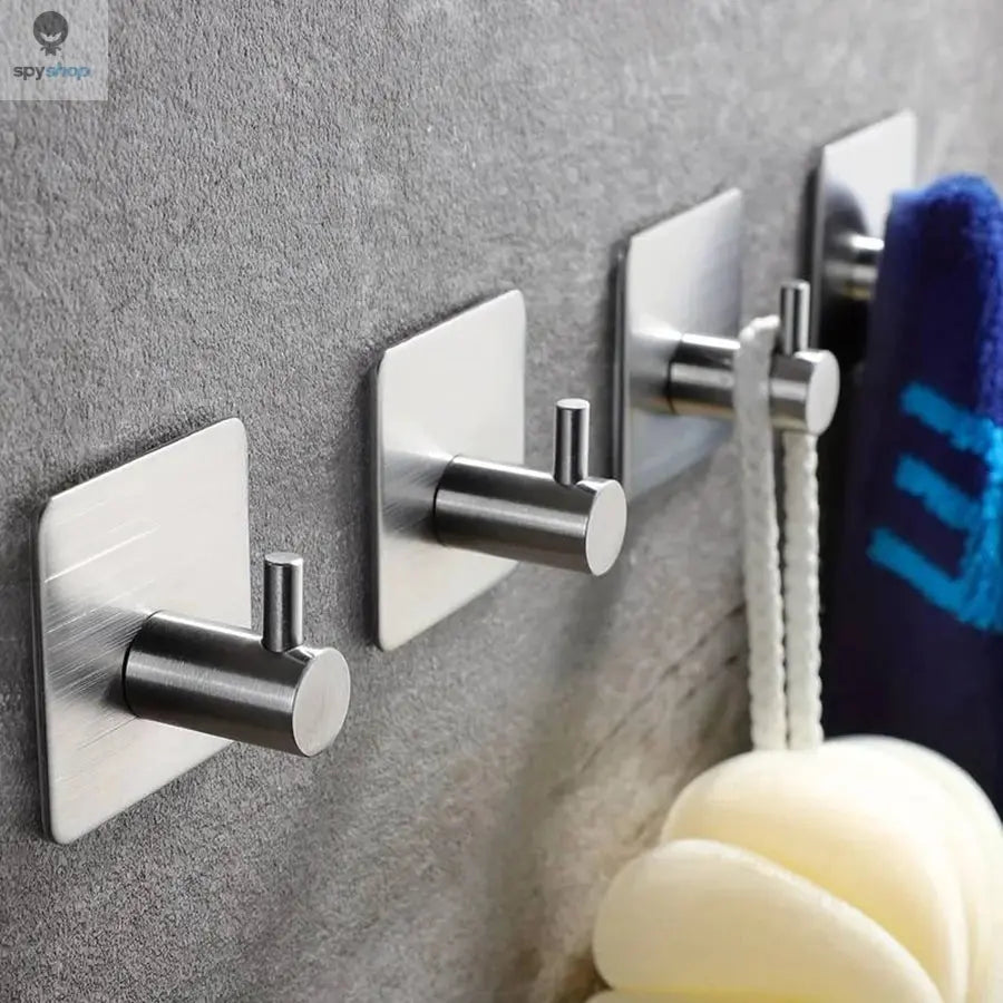 Modern style stainless steel adhesive hooks for bathroom room kitchen clothes hats clutter storage Spy-shop.com