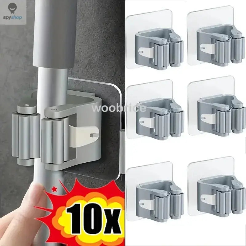 Mop Holder Self-adhesive Broom Stand Wall Mounted Mop Support Sweeping Brush Hook Storage Organizer Bathroom Kitchen Accessories Spy-shop.com