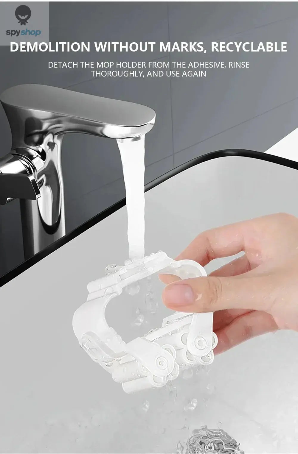 Mop Holder Self-adhesive Broom Stand Wall Mounted Mop Support Sweeping Brush Hook Storage Organizer Bathroom Kitchen Accessories Spy-shop.com