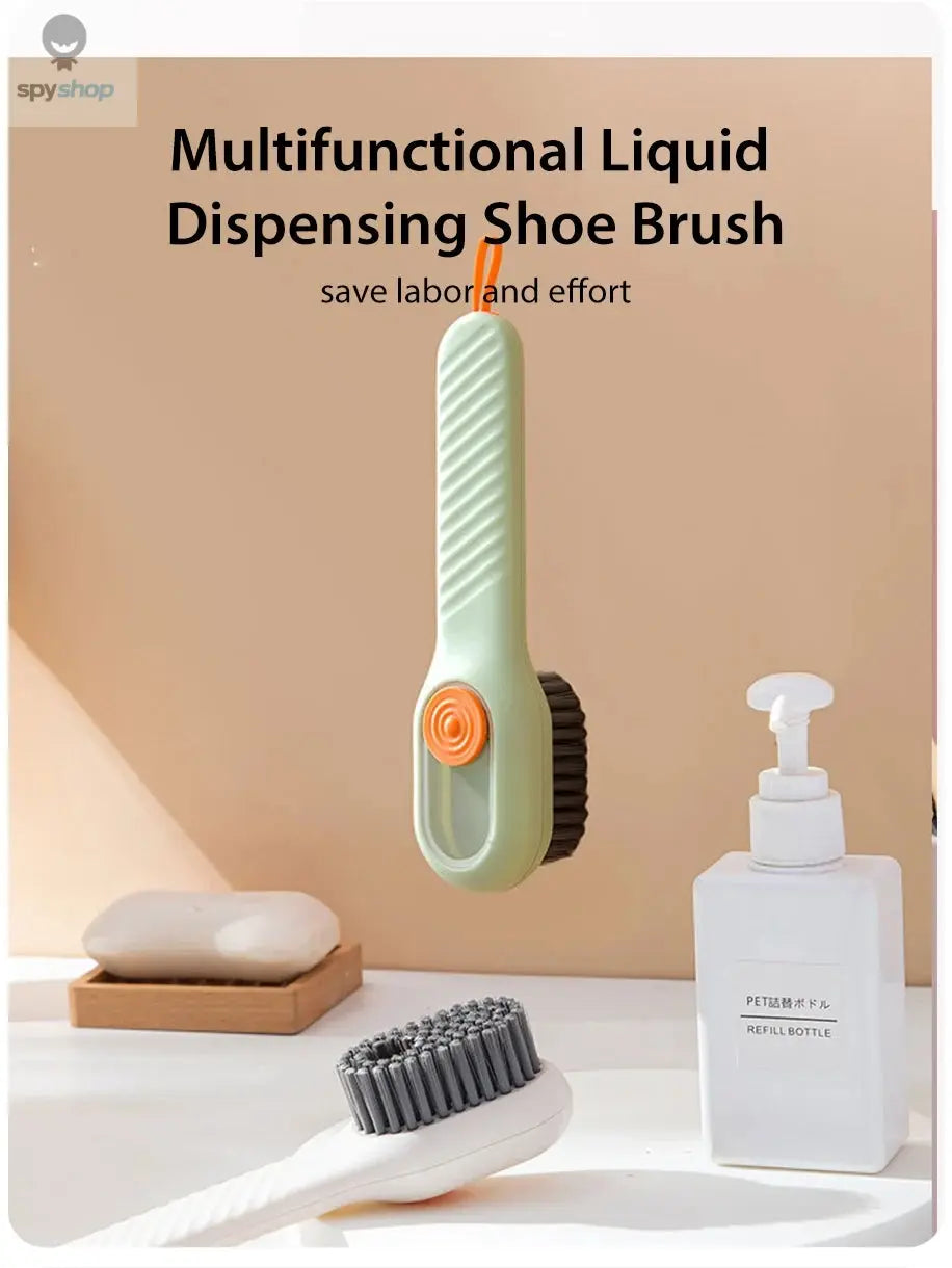 Multi Functional Liquid Added Shoe Brush Household Press Out Liquid For Washing Shoes Shoe Brush Tool Press Type Soft Fur Clo Spy-shop.com
