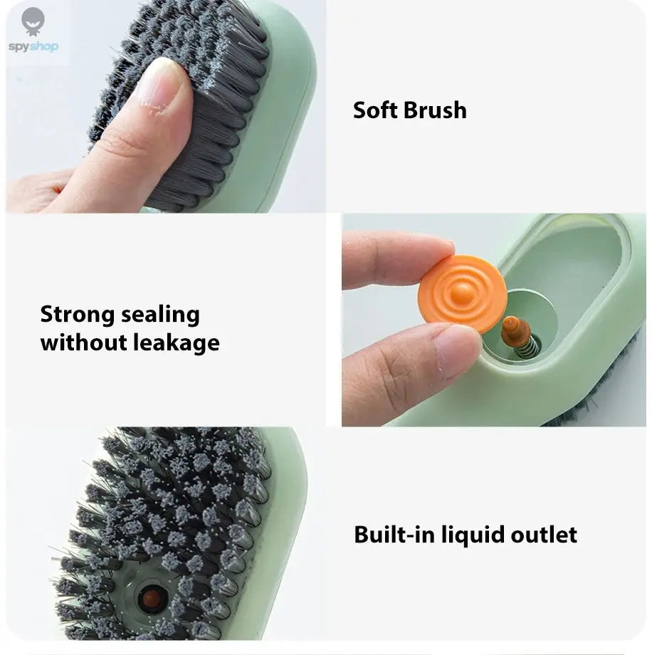 Multi Functional Liquid Added Shoe Brush Household Press Out Liquid For Washing Shoes Shoe Brush Tool Press Type Soft Fur Clo Spy-shop.com