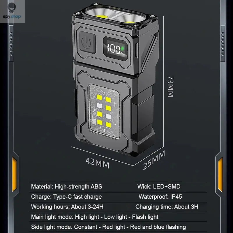 Multifunctional COB Flashlight Ajustable Angle LED Outdoor Torch Portable Keychain Light Magnetic Camping Warning Lamp Spy-shop.com