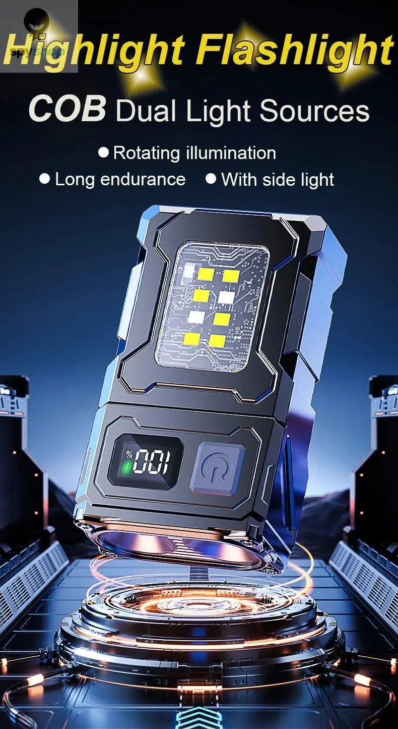 Multifunctional COB Flashlight Ajustable Angle LED Outdoor Torch Portable Keychain Light Magnetic Camping Warning Lamp Spy-shop.com