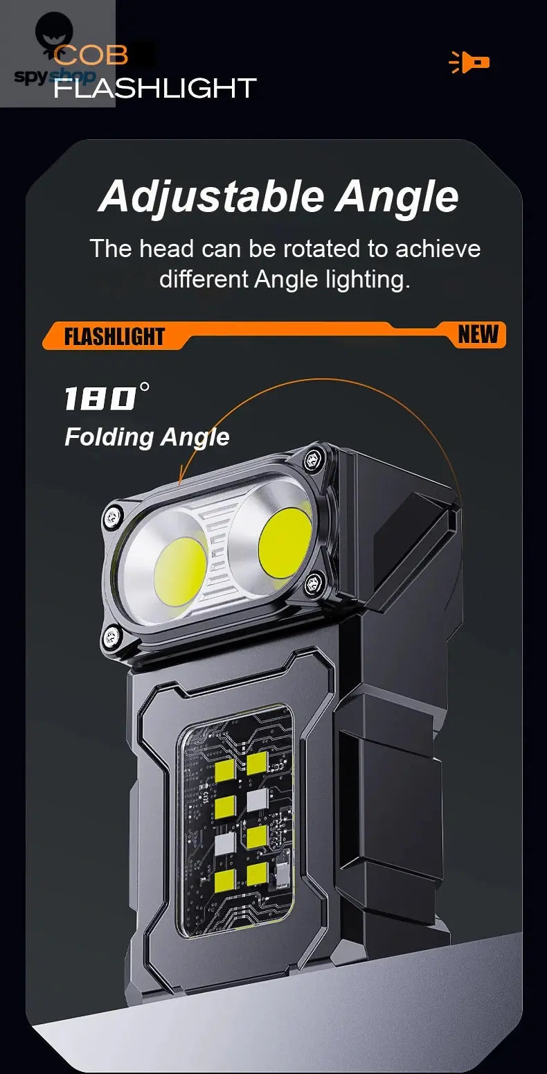 Multifunctional COB Flashlight Ajustable Angle LED Outdoor Torch Portable Keychain Light Magnetic Camping Warning Lamp Spy-shop.com