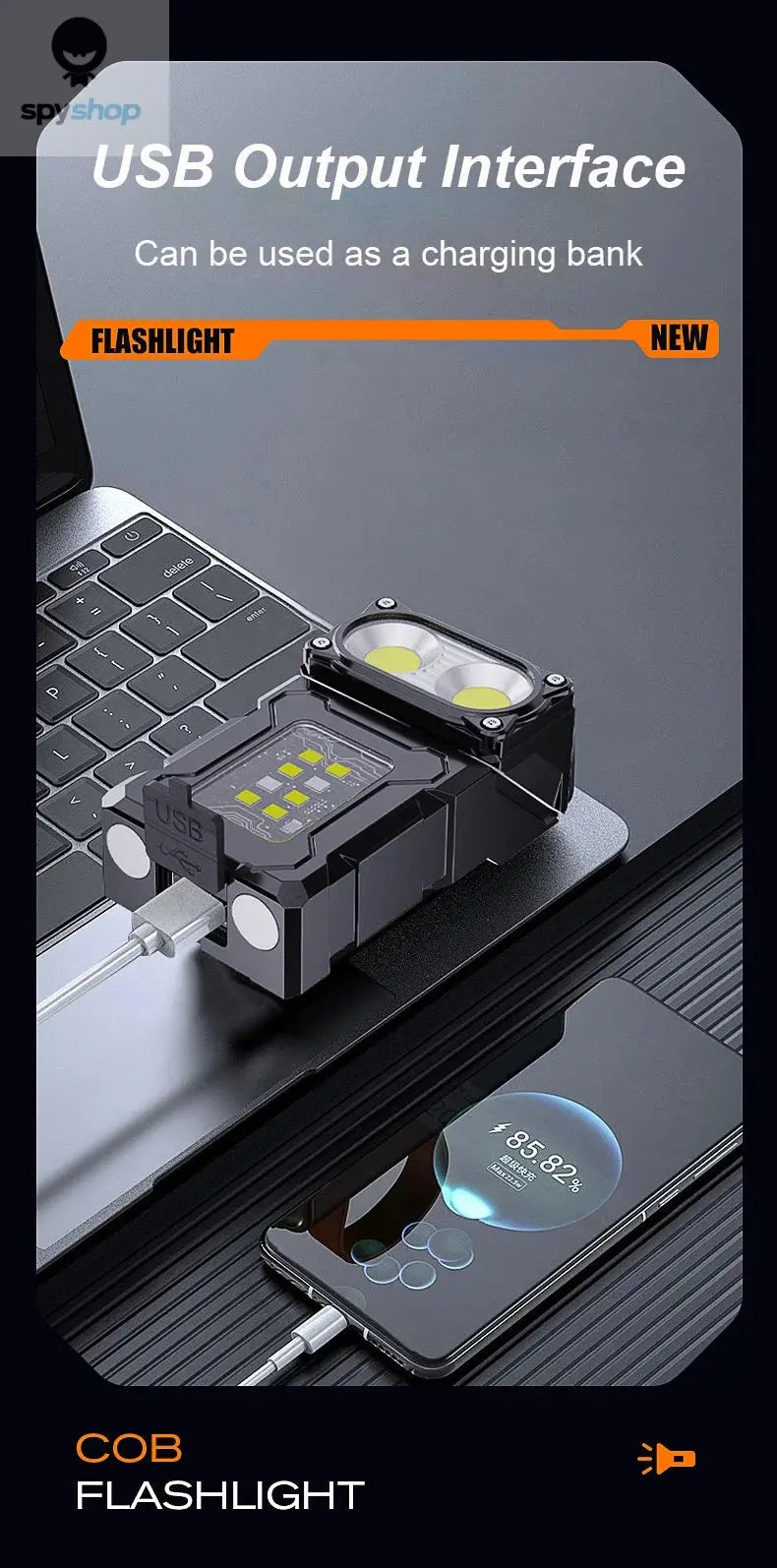 Multifunctional COB Flashlight Ajustable Angle LED Outdoor Torch Portable Keychain Light Magnetic Camping Warning Lamp Spy-shop.com