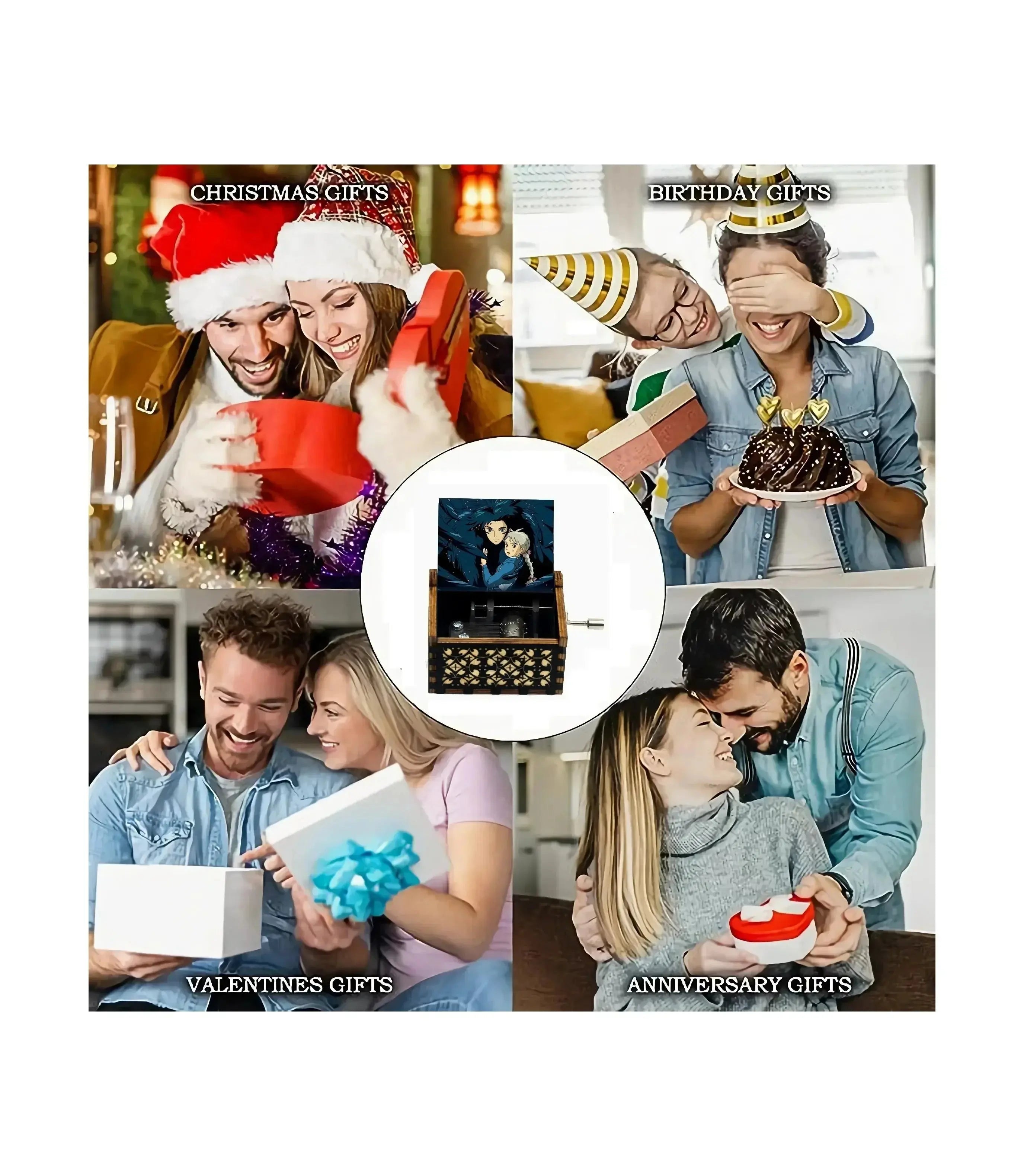 Music Box Anime Theme Music Merry Go Round of Life Wooden Hand Cranked Musical Box New Year Birthday  Mother's Day Gift 