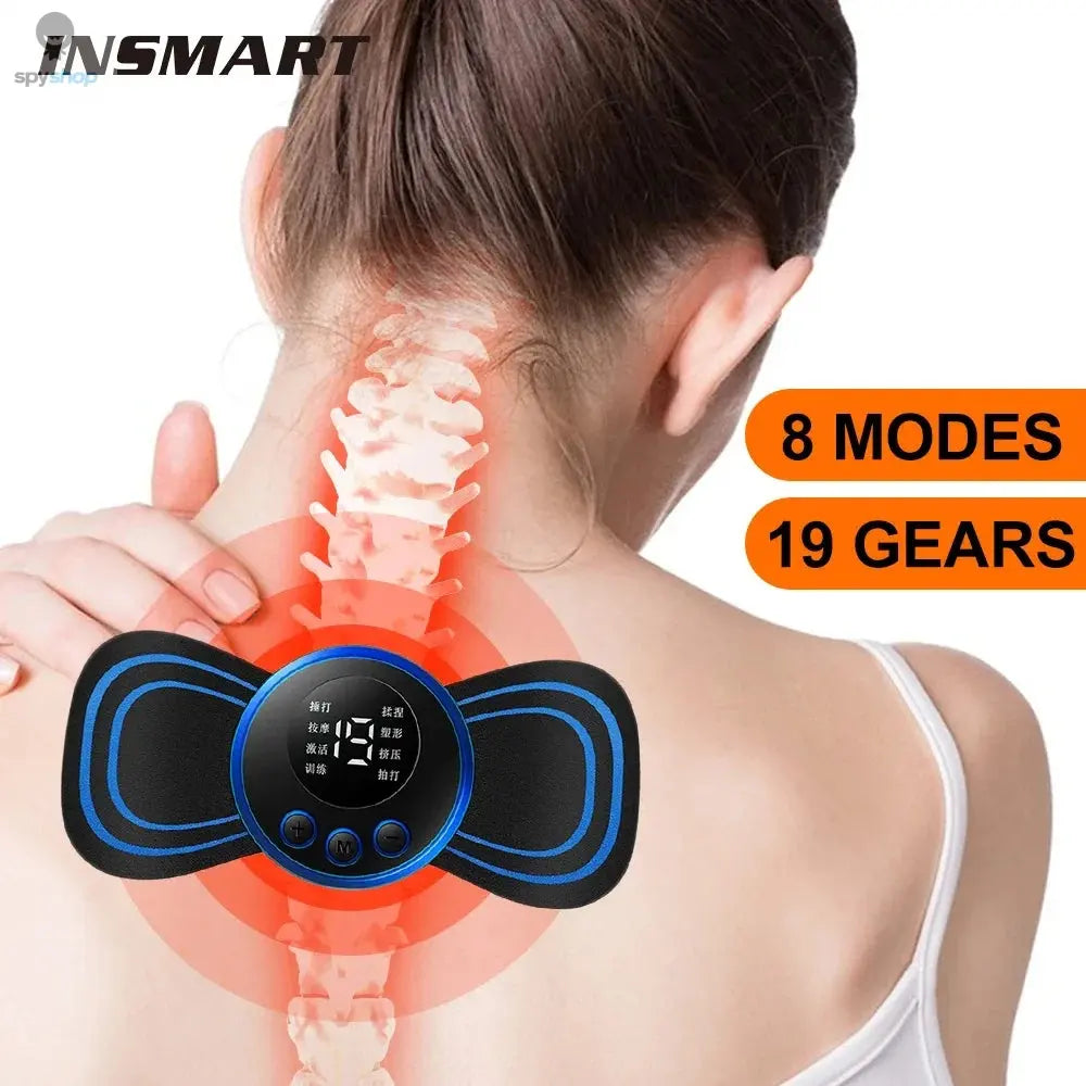 Neck Massager Mini Electric Neck Massage EMS Cervical Back Vertebra Massage Patch 8 Modes Relieve Relax Muscle Fatigue Tools Spy-shop.com