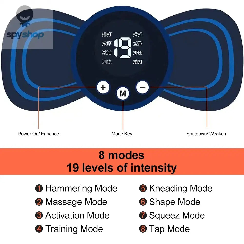 Neck Massager Mini Electric Neck Massage EMS Cervical Back Vertebra Massage Patch 8 Modes Relieve Relax Muscle Fatigue Tools Spy-shop.com