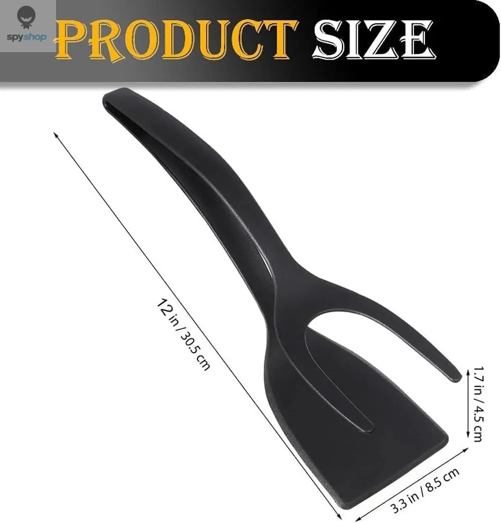 New 2 in 1 Grip Flip Spatula Tongs Egg Flipper Spatula Nylon Non Stick Coating Pancake Fish French Toast Omelet Making Tool Spy-shop.com