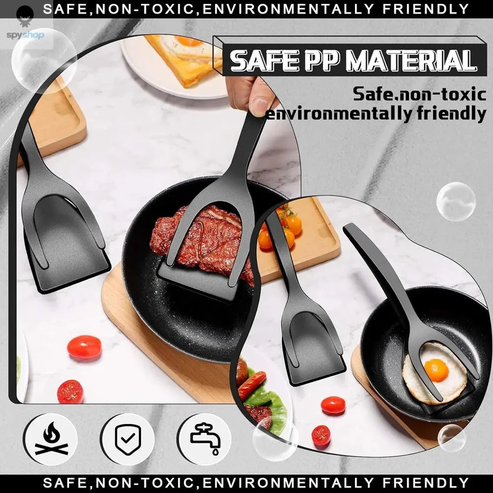 New 2 in 1 Grip Flip Spatula Tongs Egg Flipper Spatula Nylon Non Stick Coating Pancake Fish French Toast Omelet Making Tool Spy-shop.com