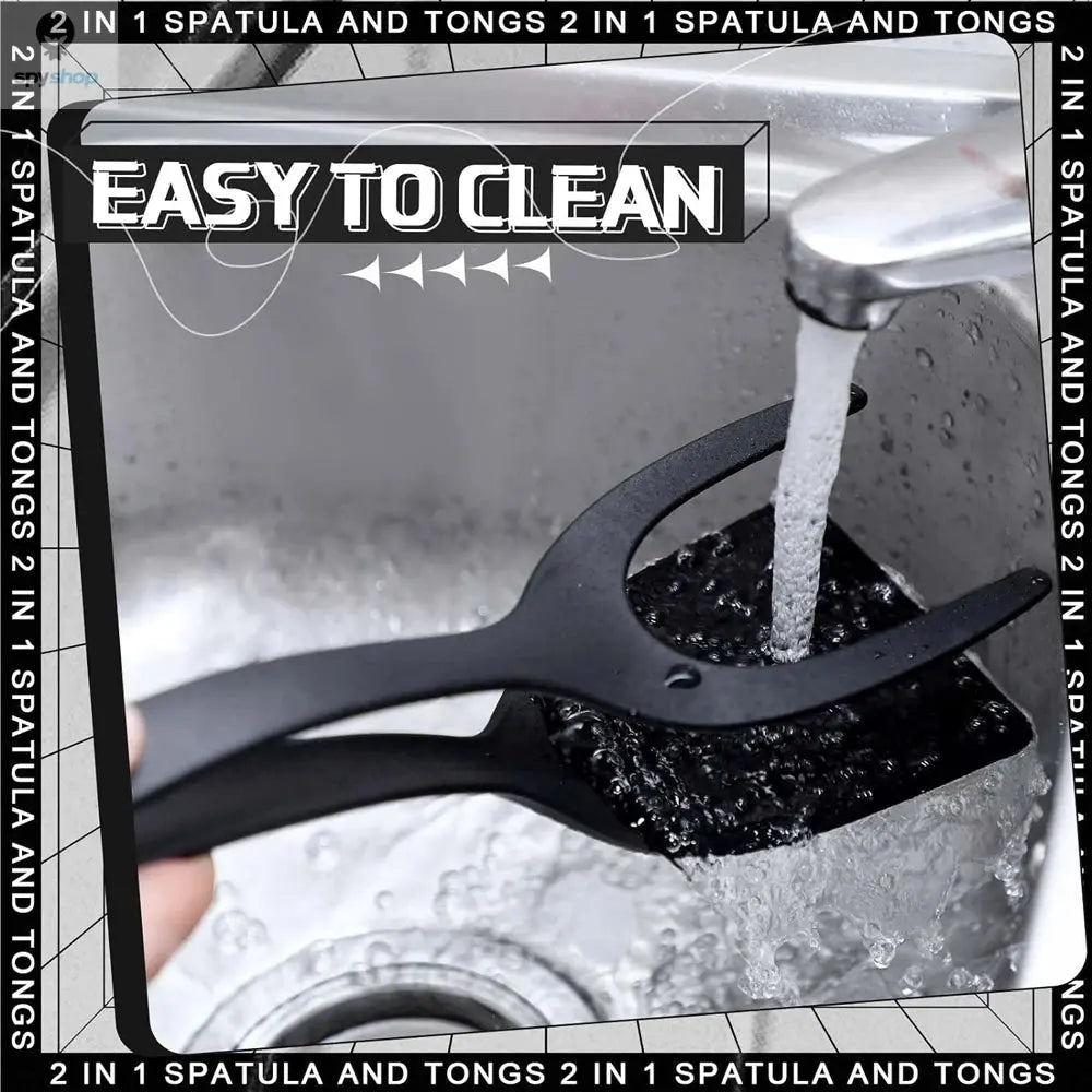 New 2 in 1 Grip Flip Spatula Tongs Egg Flipper Spatula Nylon Non Stick Coating Pancake Fish French Toast Omelet Making Tool Spy-shop.com