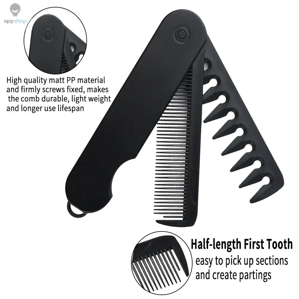 New 2 in 1 Pocket Folding Combs Plastic Wide Tooth Oil Head Comb Beard Combing Barber Hair Clipper Comb Salon Hair Styling Tools Spy-shop.com