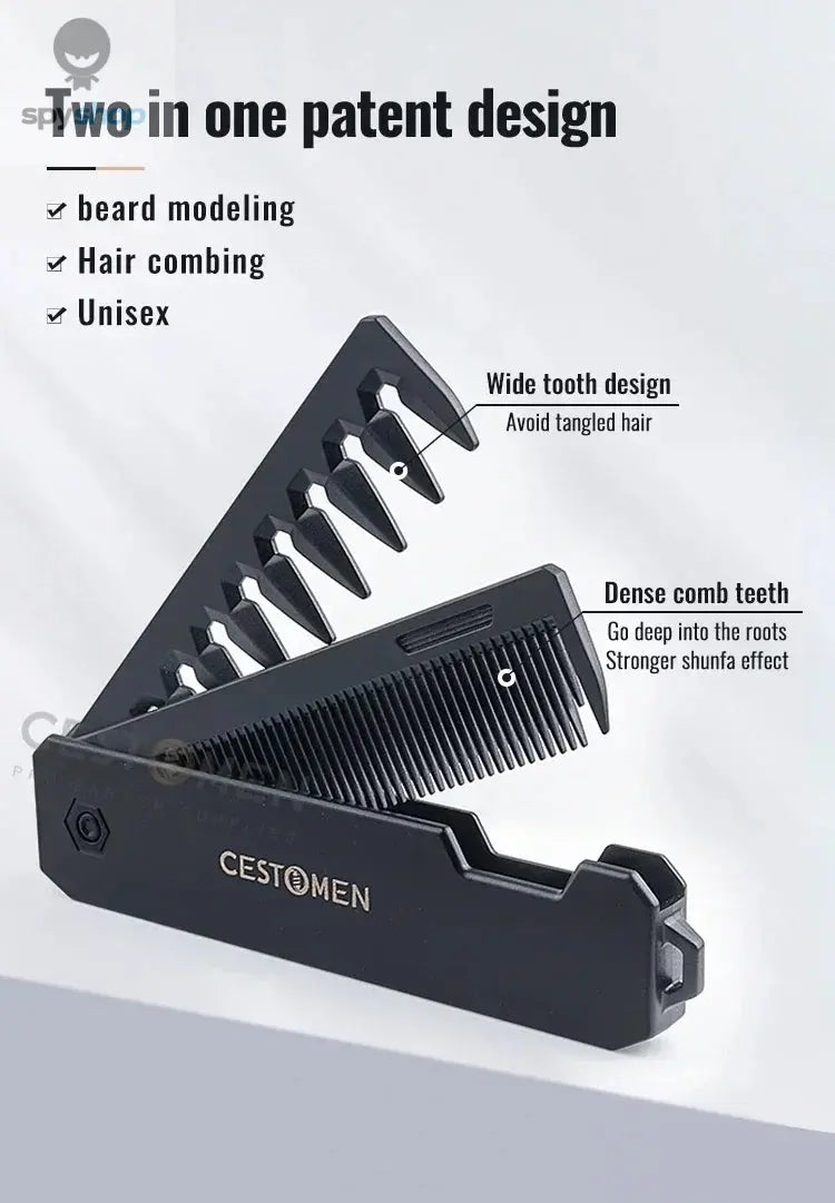 New 2 in 1 Pocket Folding Combs Plastic Wide Tooth Oil Head Comb Beard Combing Barber Hair Clipper Comb Salon Hair Styling Tools Spy-shop.com