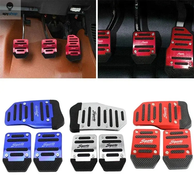 New 3Pcs/set Universal Non-Slip Aluminum Manual Transmission Car Pedal Cover Set Kit Pedali Red/Blue/Silver Car Accessories 