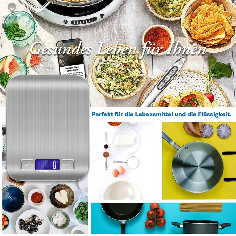 New 5kg/1g Portable Kitchen Scale Coffee Electronic Scale Stainless Steel Surface LCD Backlit Kitchen Food Scales Weighing Tool 