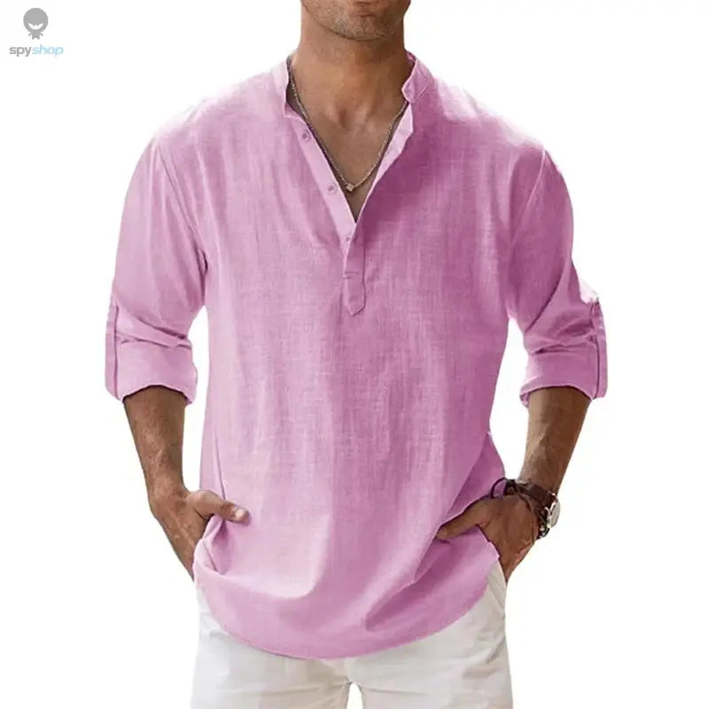 New Cotton Linen Shirts for Men Casual Shirts Lightweight Long Sleeve Henley Beach Shirts Hawaiian T Shirts for Men Spy-shop.com