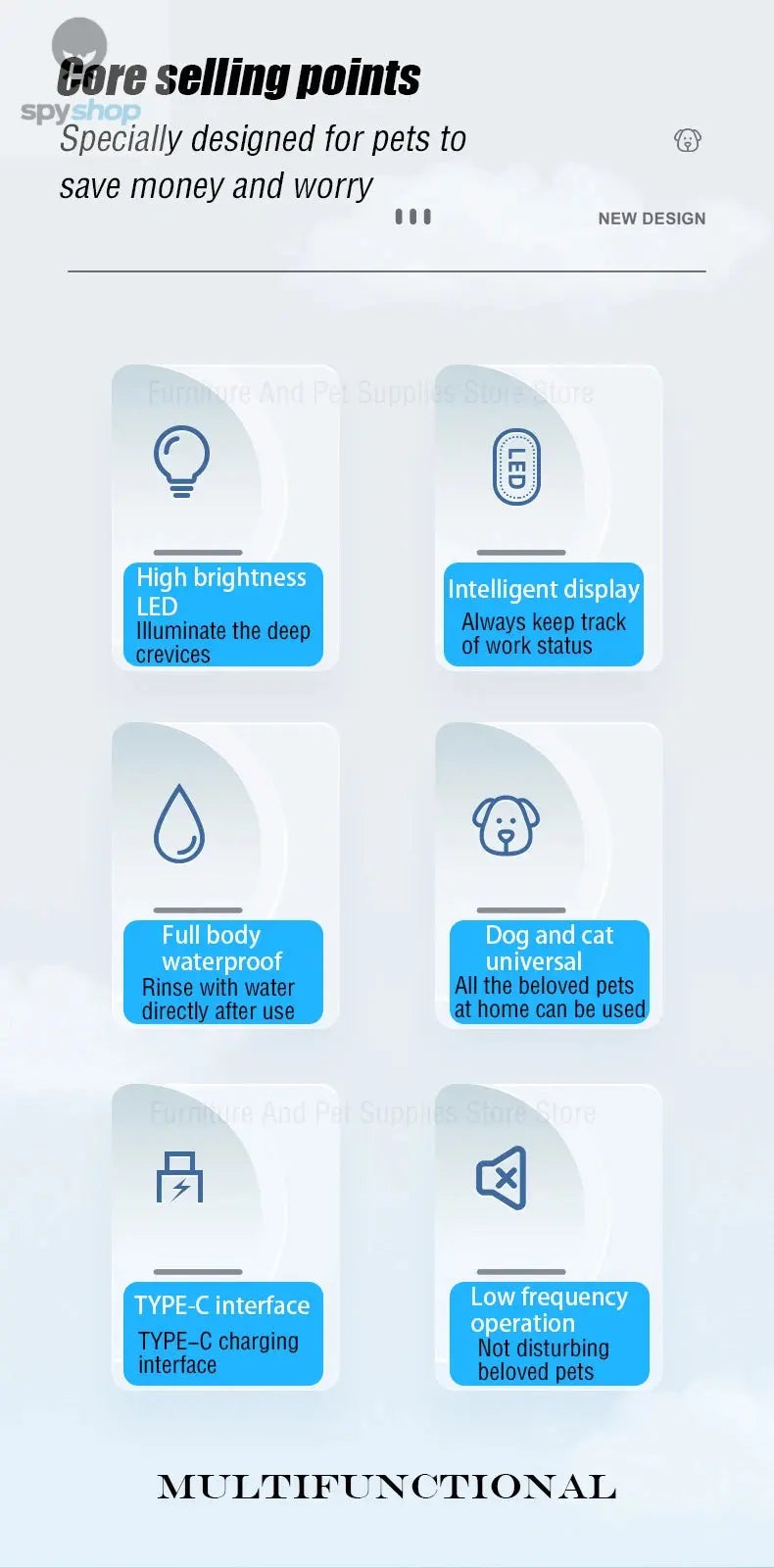 New Dog Paw Trimmer with LED Light Fully Waterproof Pet Hair Trimmer with LED Display Dog Clippers for Grooming 18mm Widen Blade Spy-shop.com