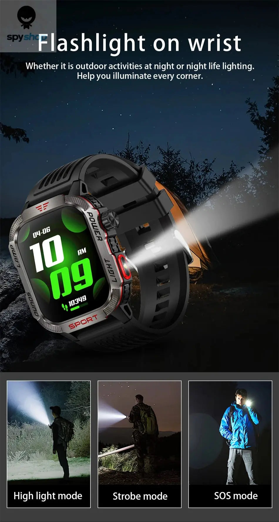 New For Huawei Xiaomi Military GPS Smart Watch Men Flashlight Compass Waterproof Outdoor Sport Tracker Bluetooth Call Smartwatch Spy-shop.com